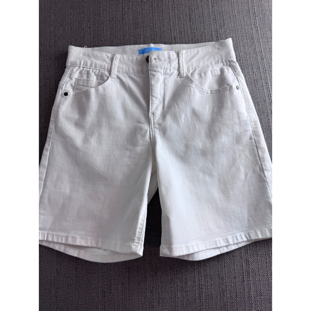 Draper James RSVP Womens White Denim Shorts Size 6 Stretch Cotton Blend Preppy